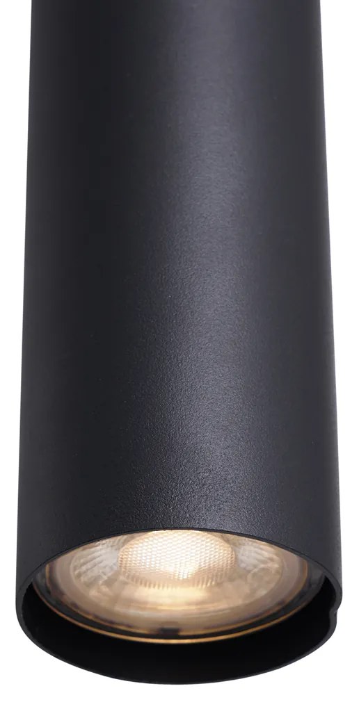 Moderne hanglamp zwart met smoke glas 6-lichts - Duplantis