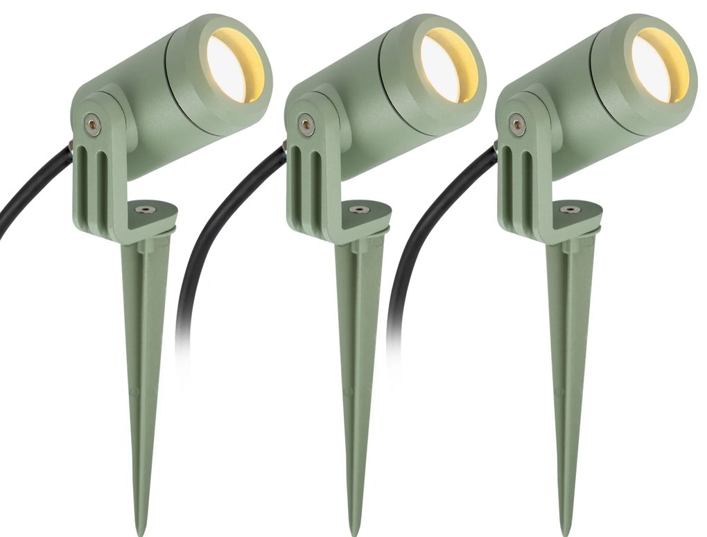 3x Mini LED Spike Tuinspot Groen