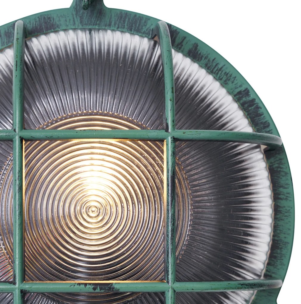 Buiten wandlamp groen rond IP44 - Noutica Industriele / Industrie / Industrial E27 IP44 Buitenverlichting