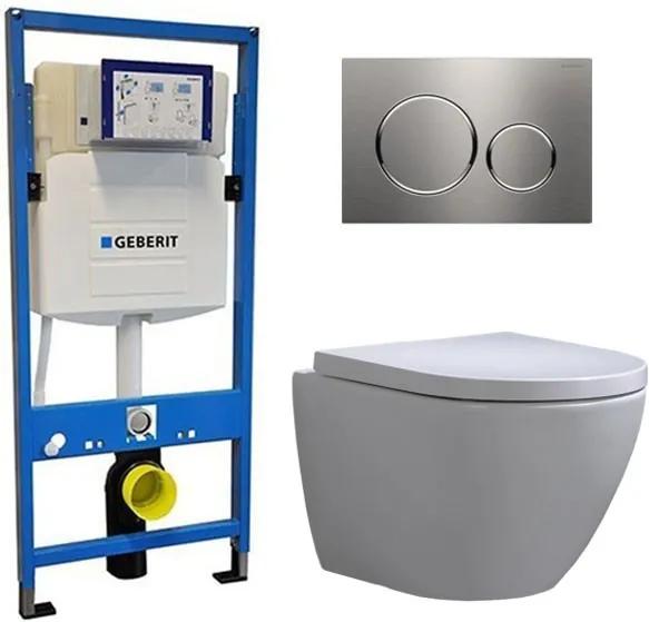 Geberit UP 320 Toiletset - Inbouw WC Hangtoilet Wandcloset - Shorty Sigma-20 RVS Geborsteld