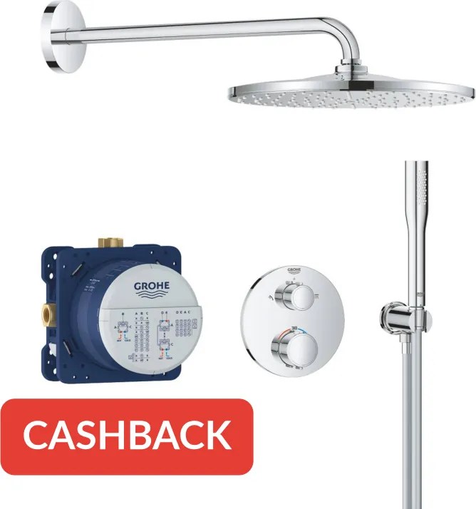 Grohe Precision 310 Mono inbouw regendoucheset met 2 straalsoorten rond Ø31cm chroom