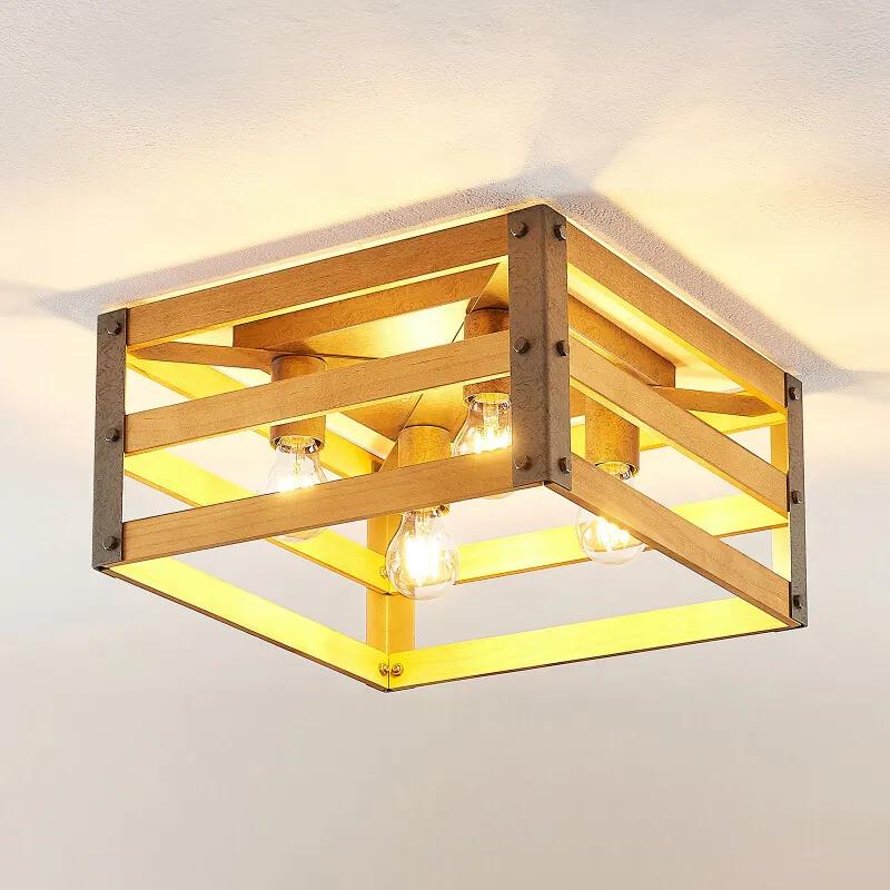 Jamina houten plafondlamp, 4-lamps - lampen-24