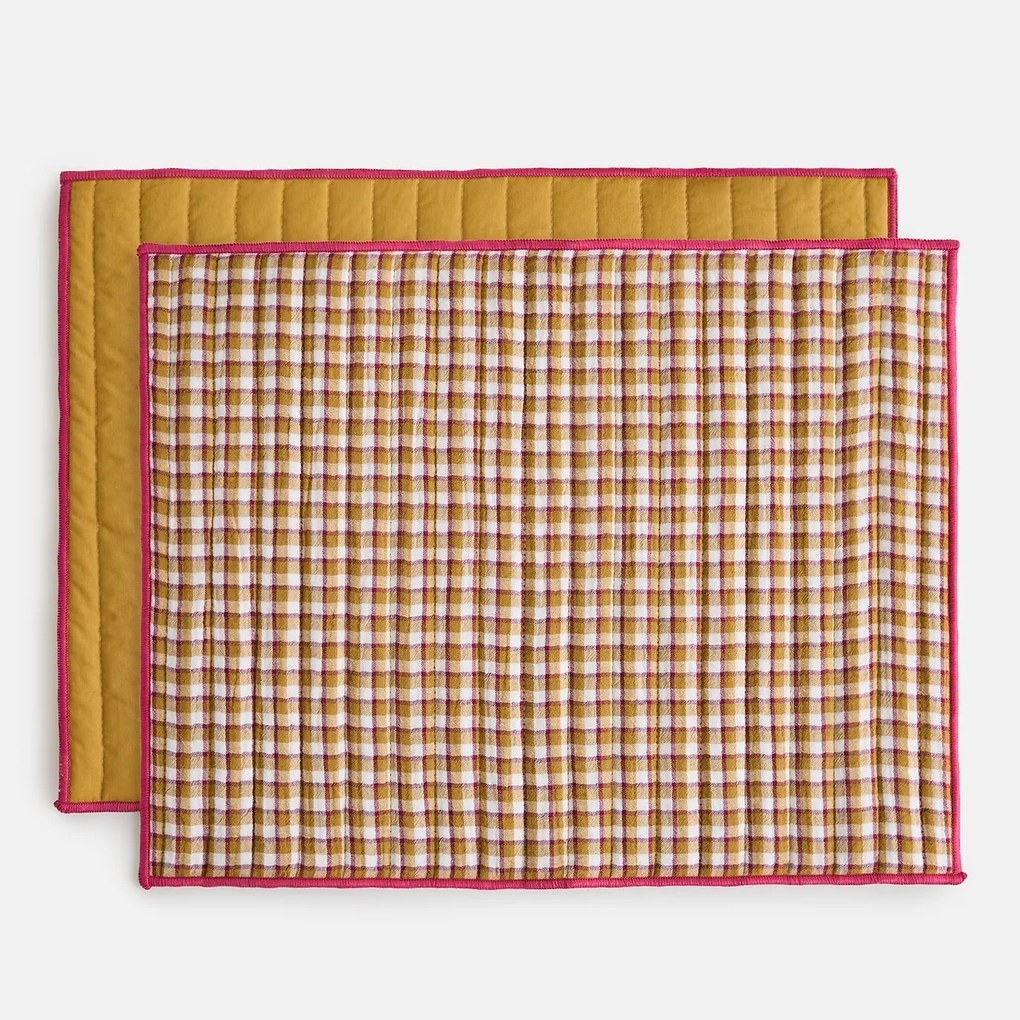 Set van 2 geweven geruite placemats van tetra, NINON