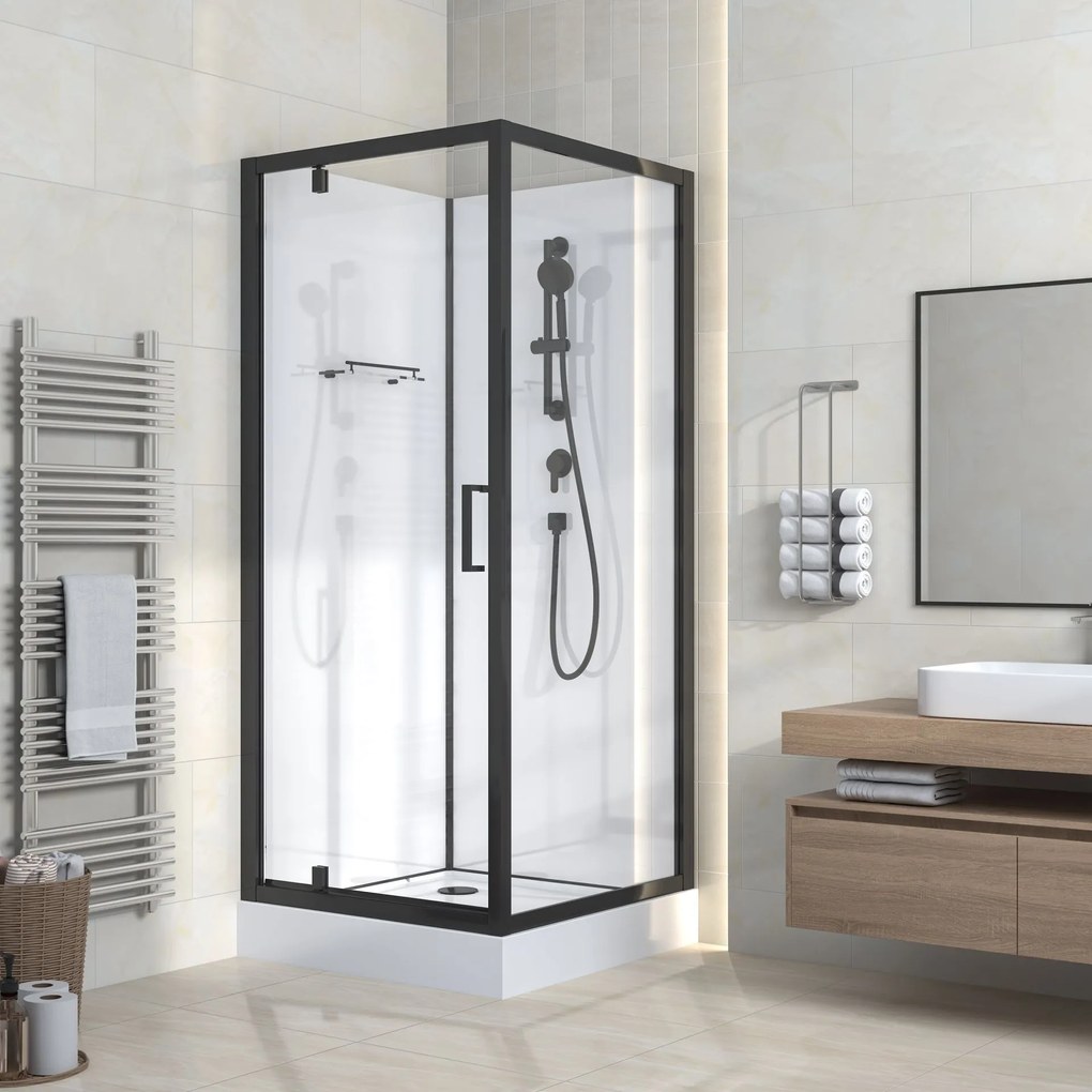 Sanigoods Lyric complete douchecabine met draaideur 90x90cm zwart mat