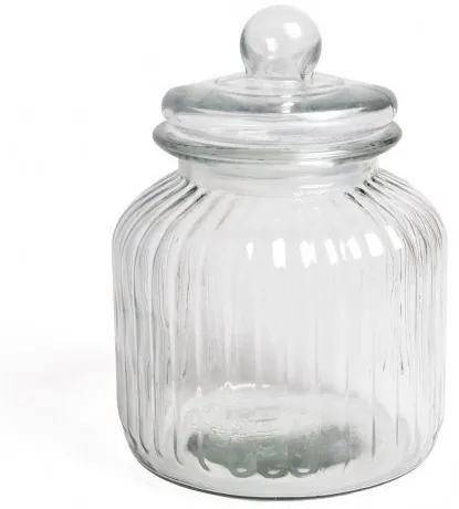 Voorraadpot, glas, ribbels, 2,2 liter