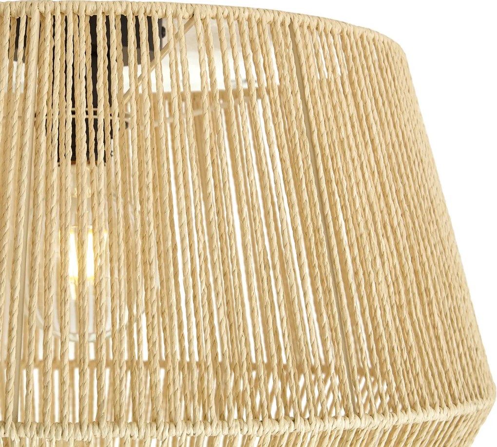 Plafondlamp zwart met beige papieren kap 50/50/30 - Cyl