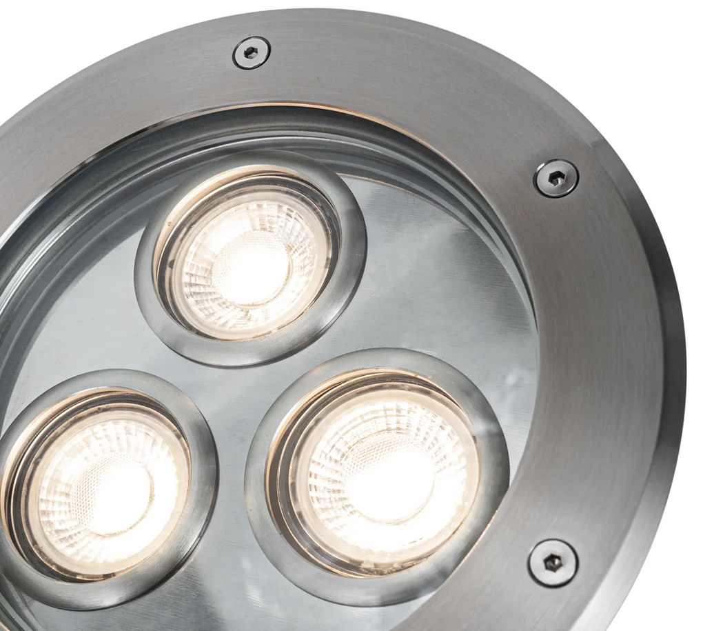 Buitenlamp Moderne grondspot staal 3-lichts IP65 - Tribus Modern GU10 IP65 Buitenverlichting