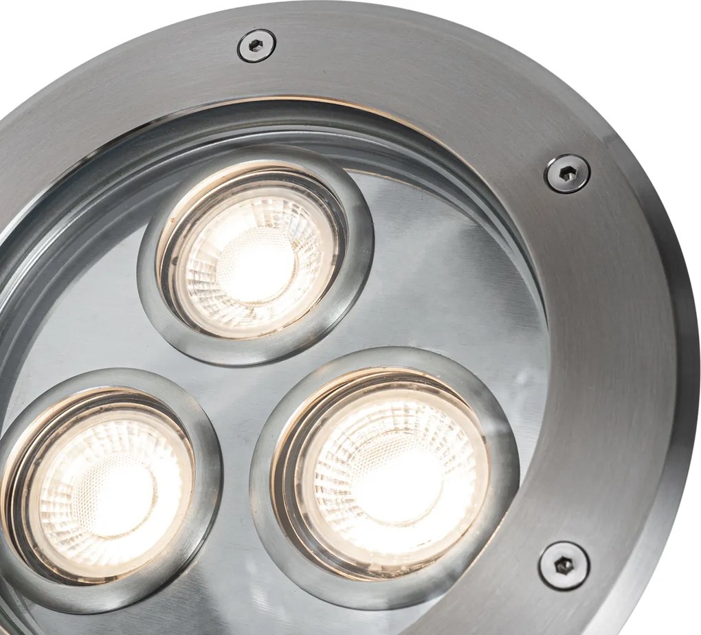 Moderne grondspot staal 3-lichts IP65 - Tribus