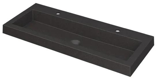 INK Dock wastafel - 100x40x6cm - 1 wasbak - 2 kraangaten - Quartz zwart 3415222