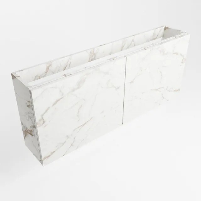 Mondiaz FOWY fonteinonderkast - 90x22x50cm - 2 deuren - push to open - softclose - Carrara FOWYTO90Car2D