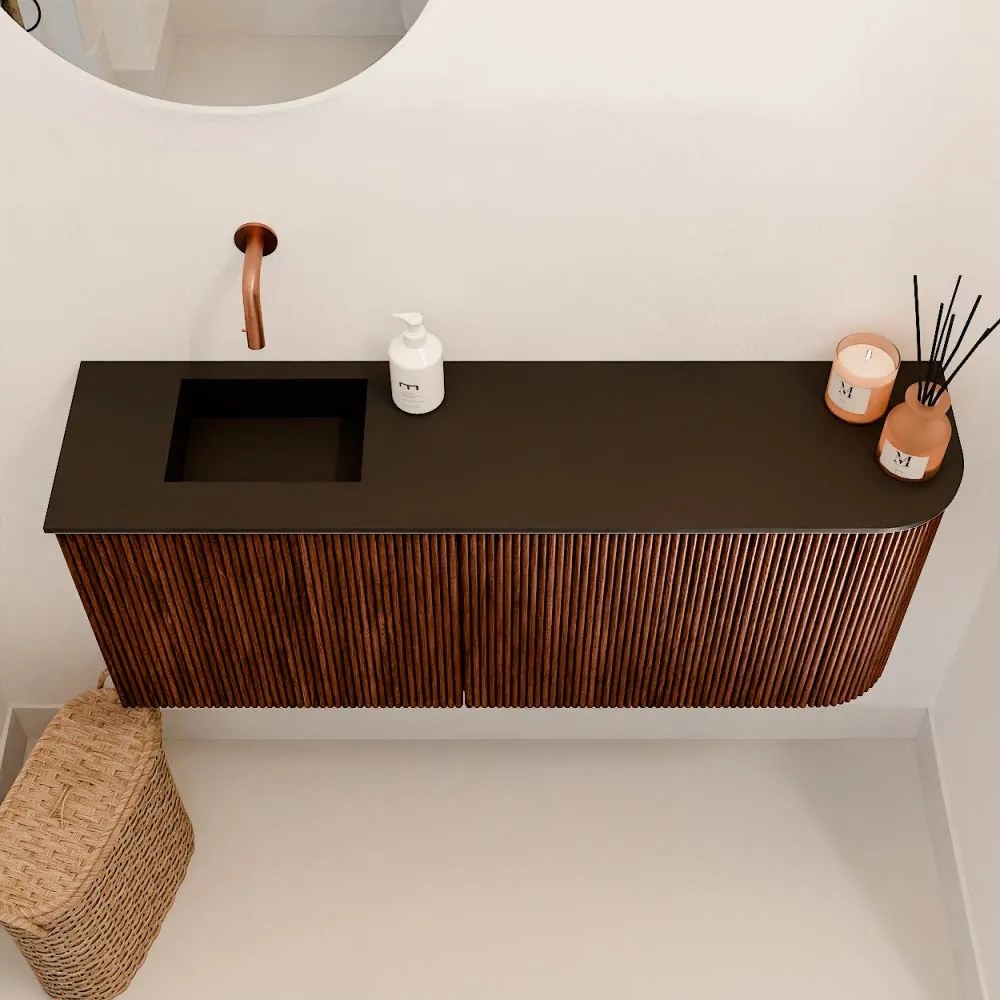Mondiaz Joya 100cm toiletmeubel ronding rechts ruby met wastafel faye links zonder kraangat urban