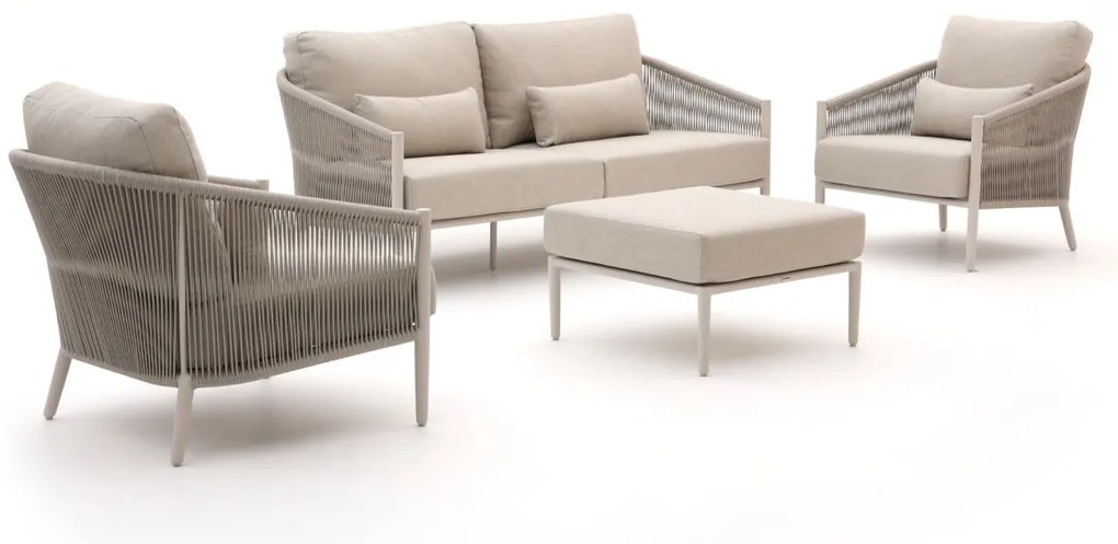 + 15% kassakorting | Stoel-bank loungeset Bellagio  | 4 personen | Loungeset Beige | Aluminium | Kees Smit Tuinmeubelen