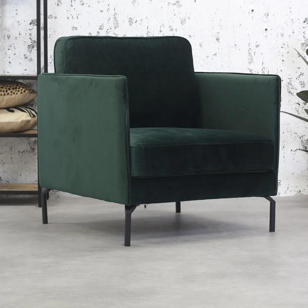 Dimehouse | Fauteuil Peppin - totaal: breedte 79 cm x diepte 88 cm x hoogte groen fauteuils velvet stoelen & fauteuils meubels | NADUVI outlet