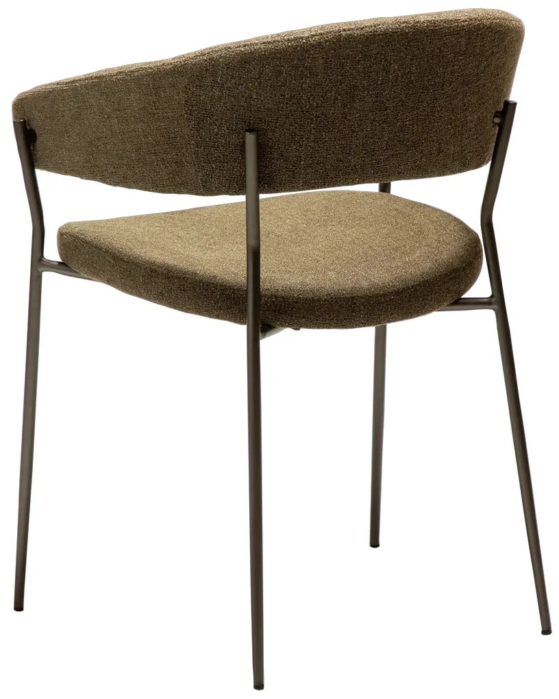 Dan-Form Reboot Eetkamerstoel Met Ronde Rug Boucle Dark Olive Groen
