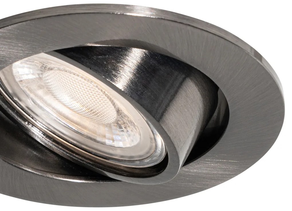 Set van 6 Moderne inbouwspots gunmetal GU10 50mm rond kantelbaar - Cisco Binnenverlichting Lamp
