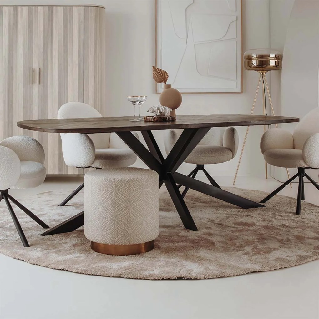 Ovale Eettafel Bruin Mango 220x110 Cm - 220 X 110cm.