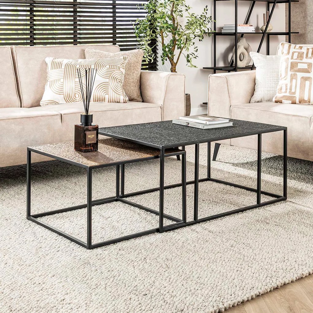 Metallic Salontafelset Rechthoekig - 90 X 60cm.