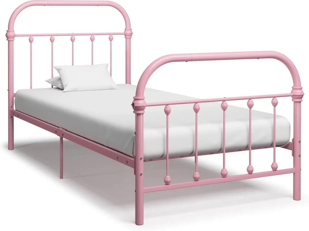 Bedframe metaal roze 100x200 cm