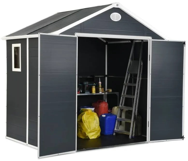 Kunststof tuinhuisje voor gereedschap Bergen 2,4 x 1,9 m CoverTech antraciet