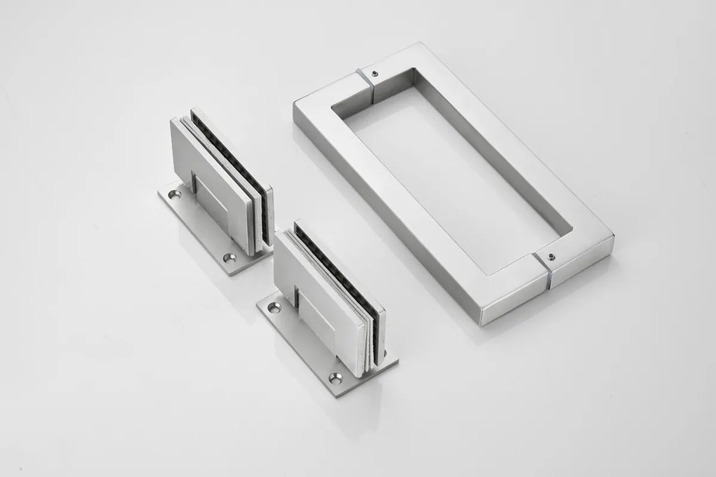Saniclear Modern scharnieren + handvat voor douchedeur RVS