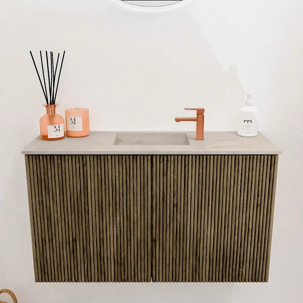 Mondiaz Joya DLux 70cm toiletmeubel dusk met wastafel faye midden 1 kraangat opalo