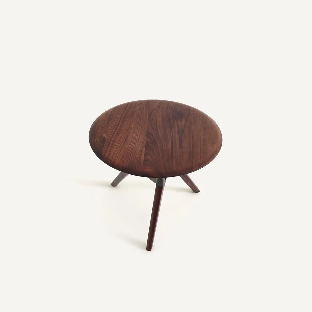 Ronde salontafel in massief notenhout, diameter 50 cm, MARICIELO