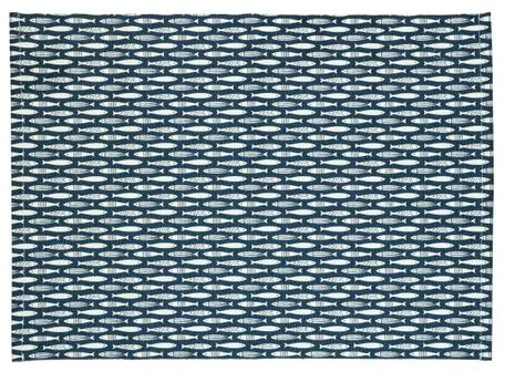 Placemat geribbeld, GOTS bio-katoen, vissen, 35 x 50 cm