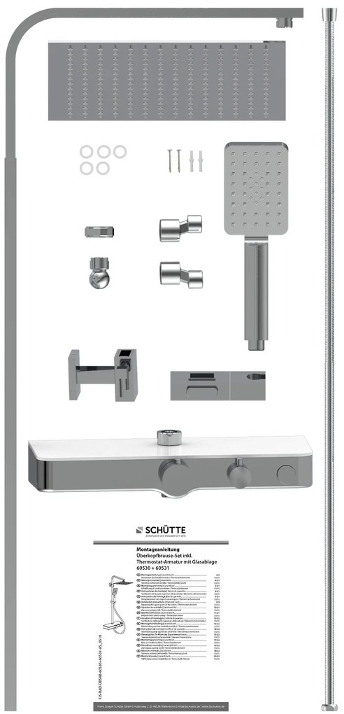 Schutte Ocean complete regendouche inclusief thermostaatkraan en planchet chroom/wit