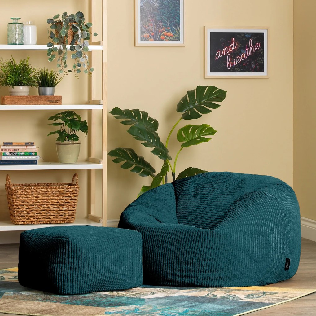 Cloudy Zitzak Corduroy + Poef - Groen
