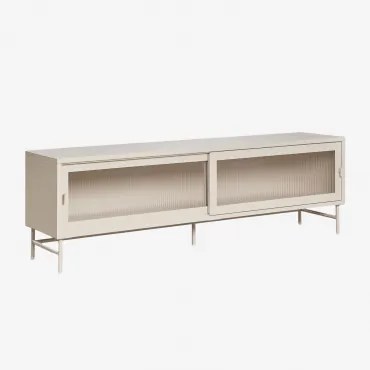 Paoline Tv-meubel 180x40 Cm In Staal En Glas Beige – Crème - Sklum