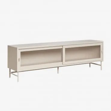 Paoline Tv-meubel 180x40 Cm Van Staal En Glas Beige – Crème - Sklum