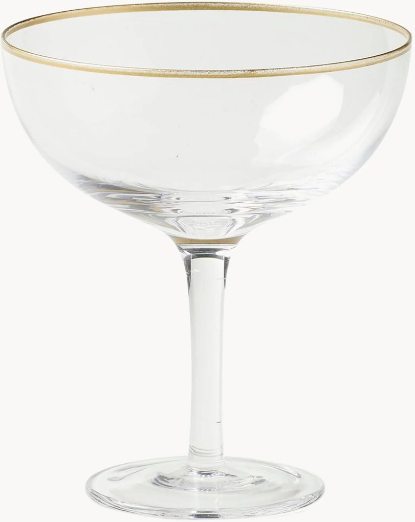 Mondgeblazen champagneglazen Deco, 6-delig