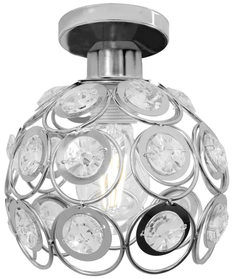ELEGANTE PLAFONDLAMP APP204-1C ZILVEREN KRISTAL