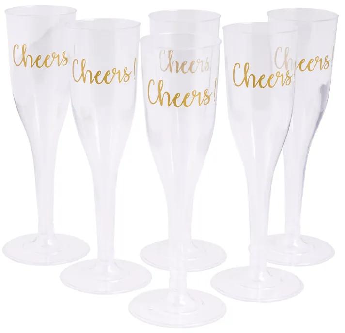 Plastic champagneglazen - cheers - set van 6