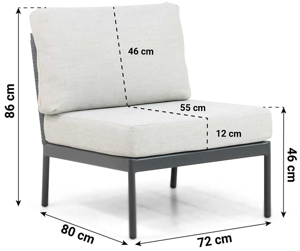 Hoek loungeset 6 personen Aluminium/rope Grijs Coco Puerto