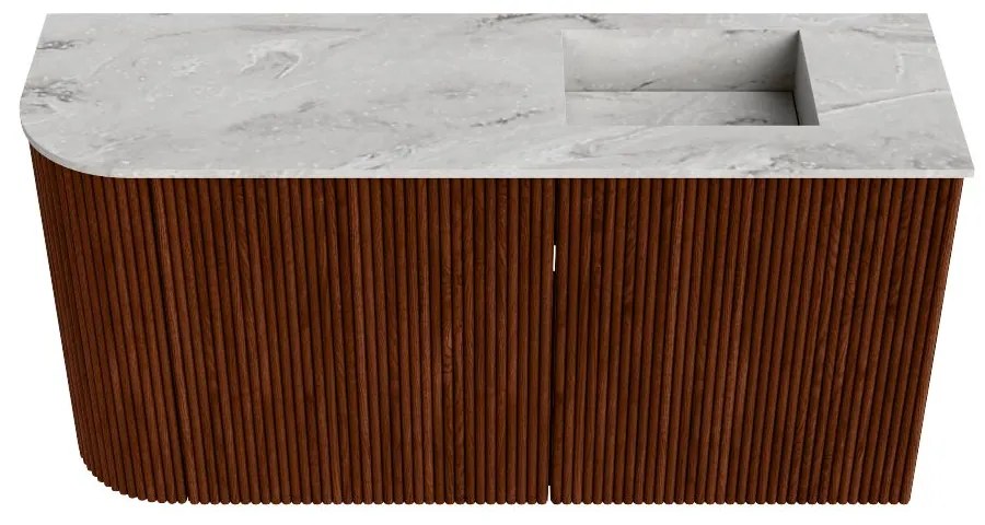 Mondiaz Joya DLux 80cm toiletmeubel ronding links ruby met wastafel faye rechts zonder kraangat glace