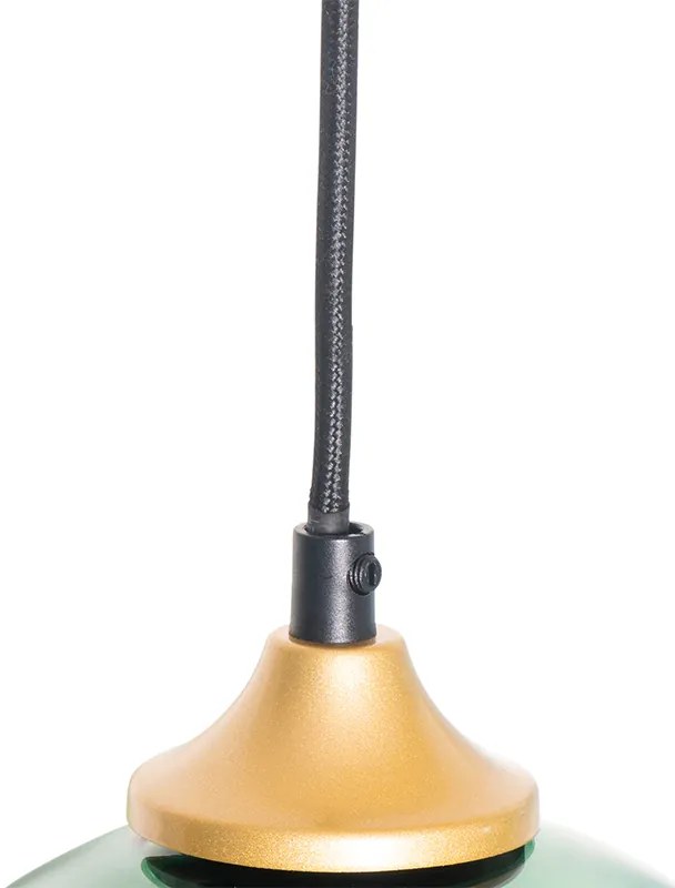 Hanglamp messing met blauw en groen glas 8-lichts - Sandra