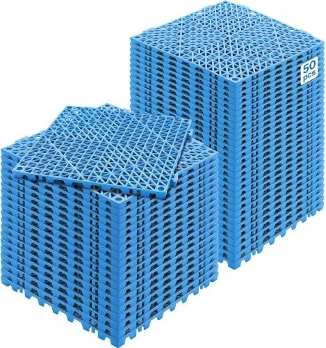 VEVOR in elkaar grijpende tegels 50 stuks vloertegels drainage vloertegels vloertegels 30 x 30 cm vierkante vloertegels voor buiten patio pvc vloertegels badkamer zwembad toilet blauw
