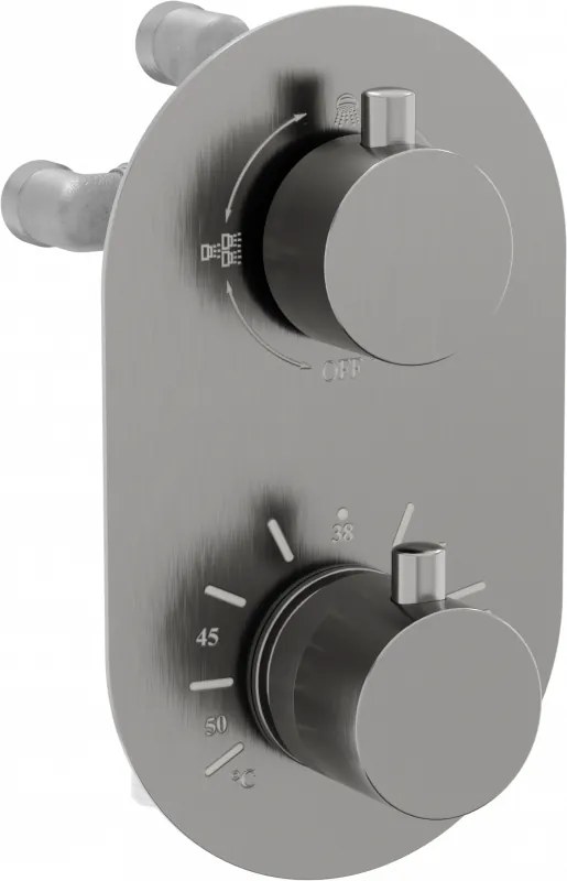 Mexen Kai thermostatische bad-douchekraan met 3 uitgangen, grafiet - 77602-66