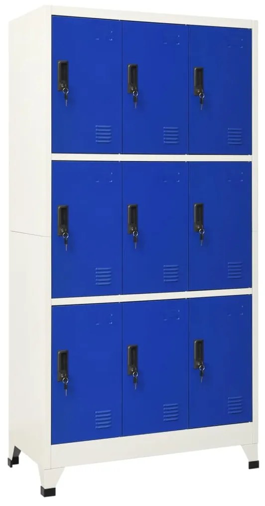 vidaXL Lockerkast 90x45x180 cm staal grijs en blauw
