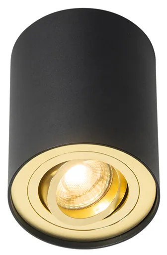 Plafondspot zwart met goud draai- en kantelbaar - Rondoo up