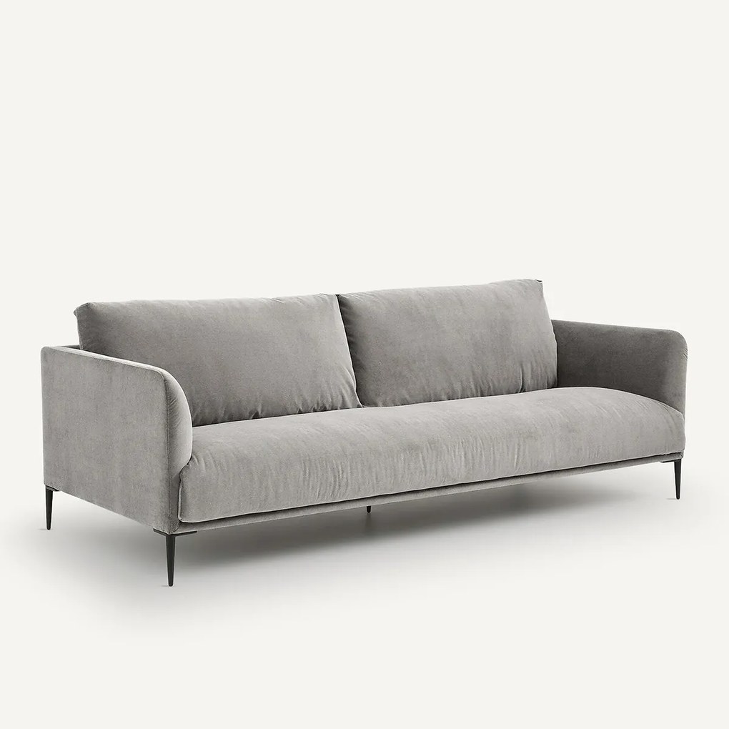 Zitbank in stonewashed fluweel, Oscar, ontwerp E. Gallina