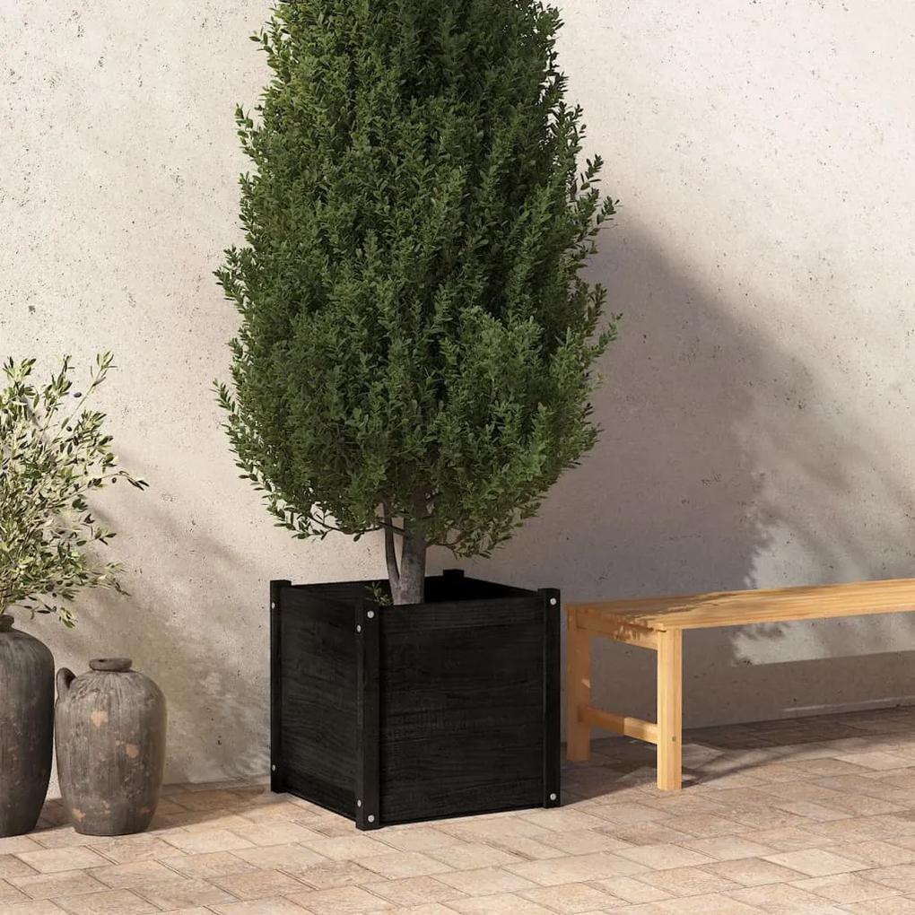 vidaXL Plantenbak 50x50x50 cm massief grenenhout zwart