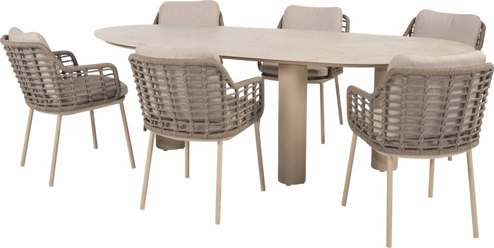 Estate Puglia dining tuinset 240x105xH75 cm 7 delig keramiek latte Taste 4SO