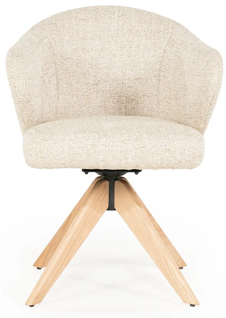 Eleonora Connor Natural Eetkamerstoel Met Eiken Poten Draaibaar Beige