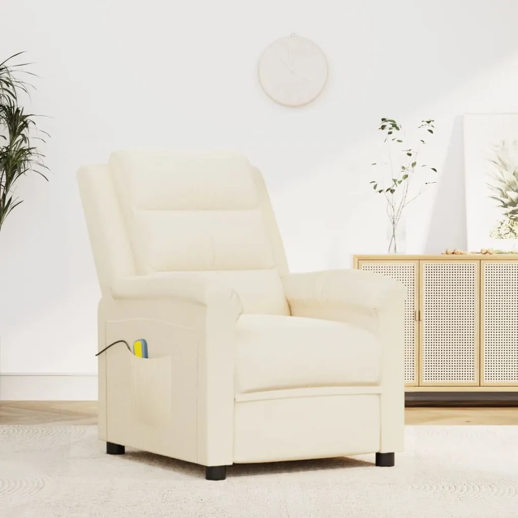 vidaXL Massagestoel verstelbaar fluweel crèmekleurig