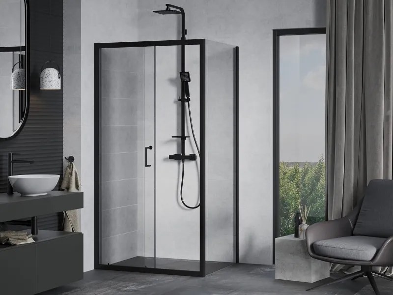 Mexen Apia schuifdouchecabine 100 x 90 cm, transparant, zwart - 840-100-090-70-00