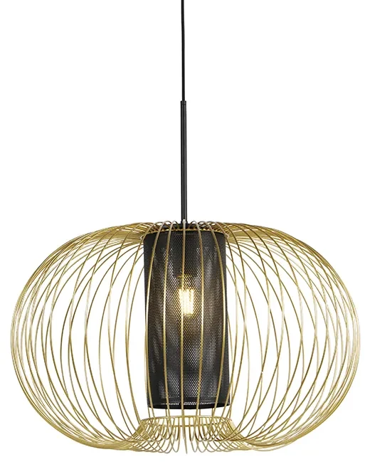 Design hanglamp goud met zwart 60 cm - Marnie Design E27 rond Binnenverlichting Lamp