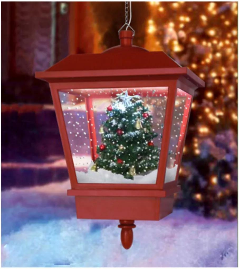 Hanglamp met sneeuweffect kerstrood kerstboom