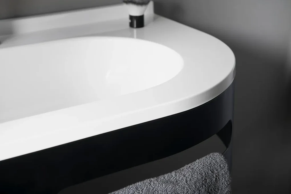 Sapho Pulse wastafel mineraalmarmer links 75x45cm